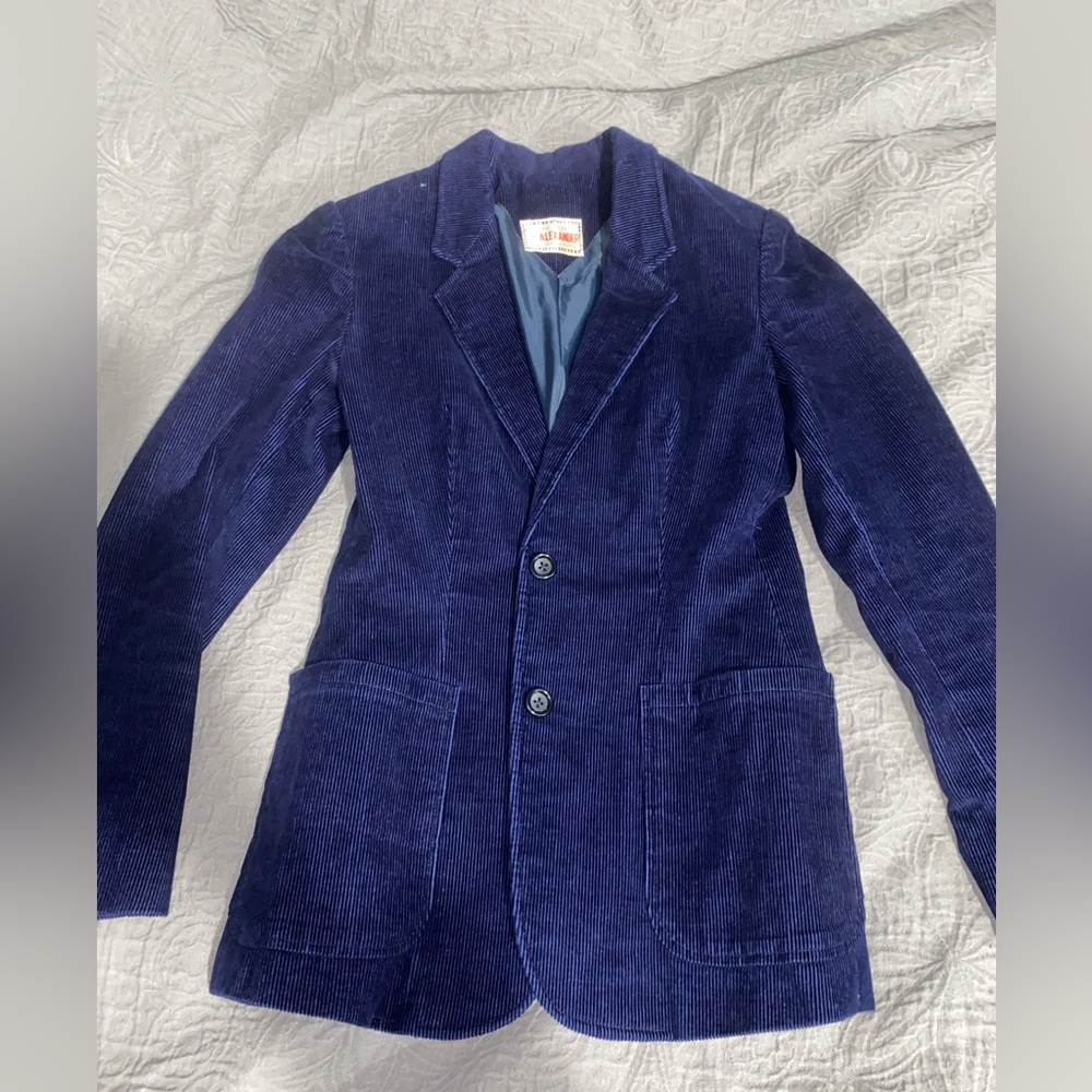 Hand tailored navy corduroy blazer